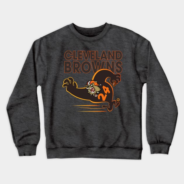 Cleveland Browns BullDawg Whoosh 24 Crewneck Sweatshirt by Goin Ape Studios